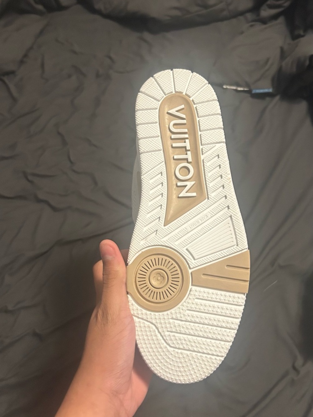 Louis Vuitton White and Beige Men's Sneakers - Picture 2 of 6